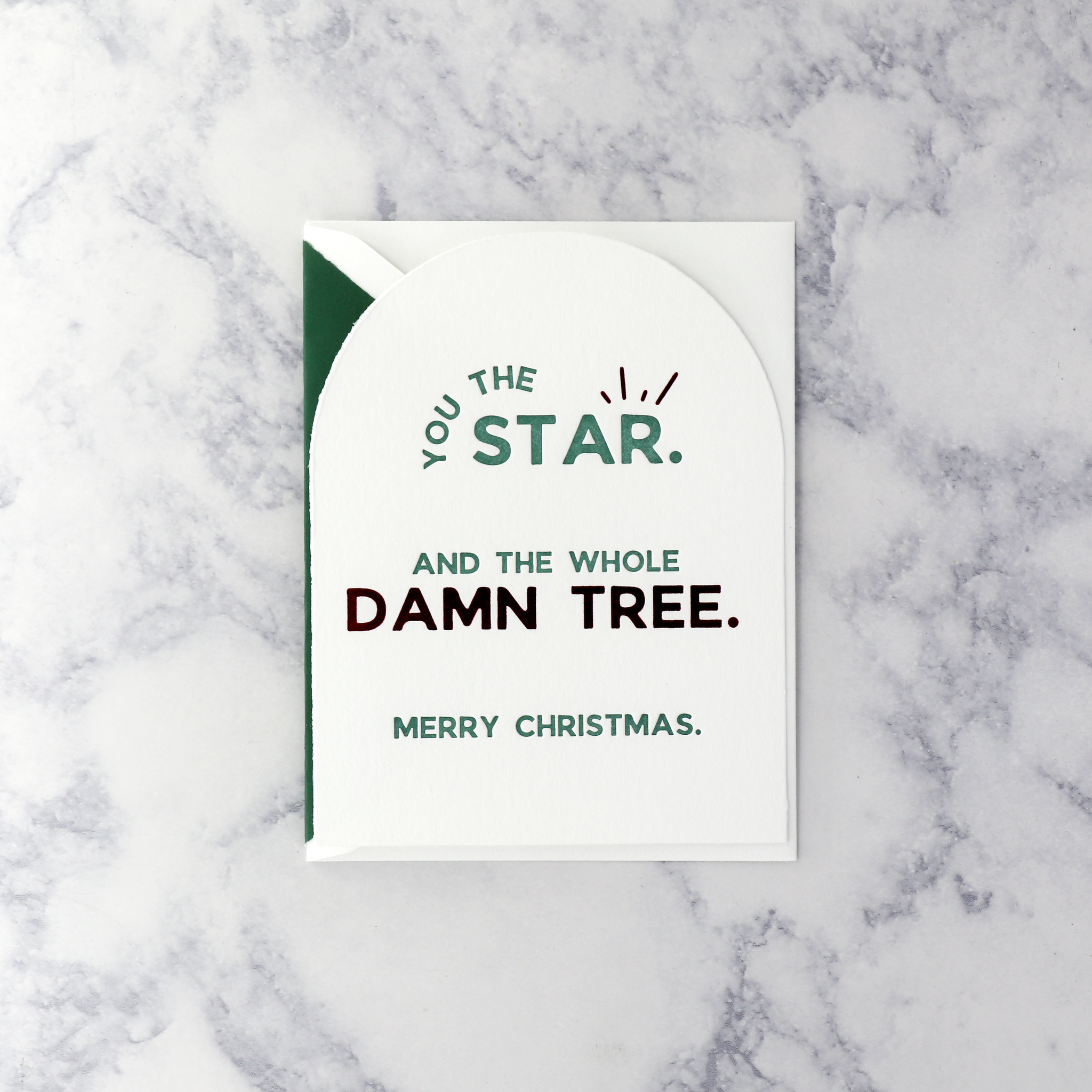 Letterpress "You The Star" Funny Christmas Card