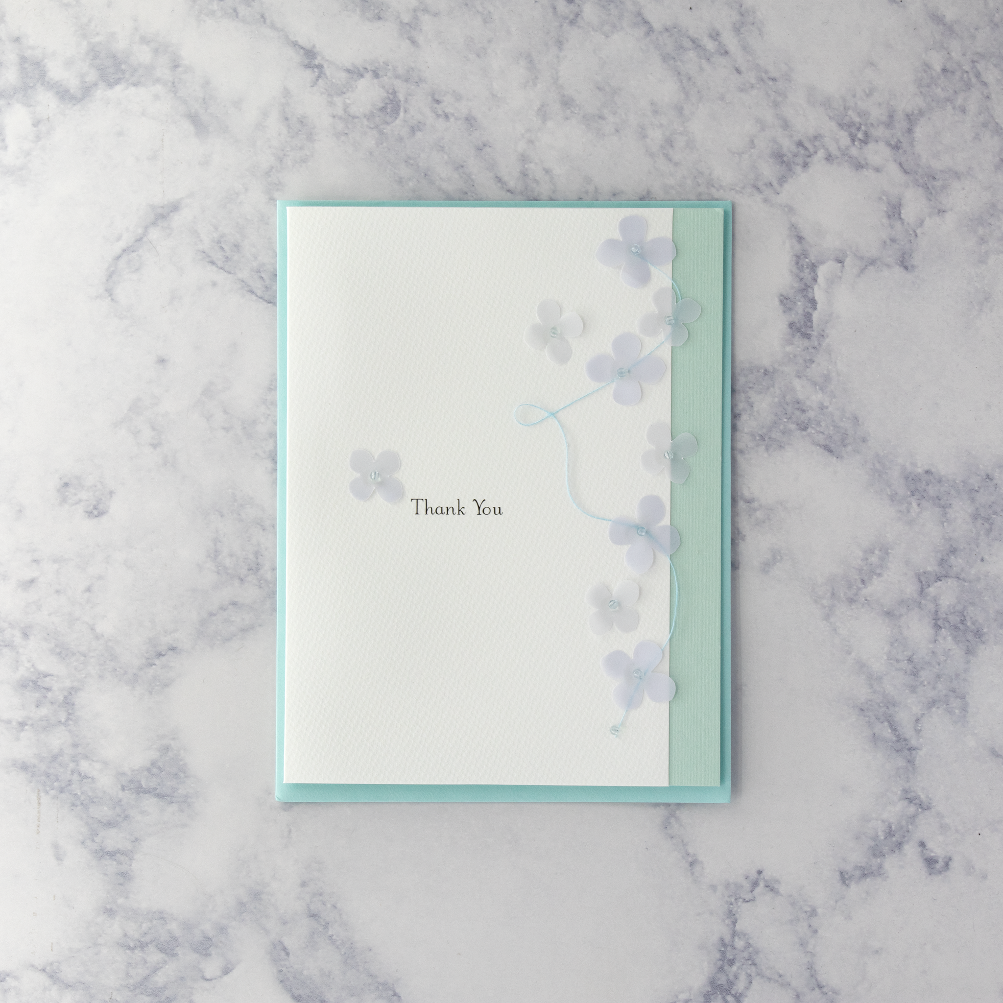 Light Blue Flowers Thank You Card