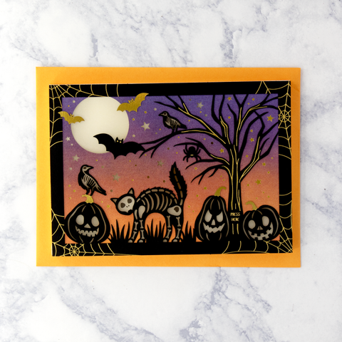 Light Up Skeleton Scene Halloween Card