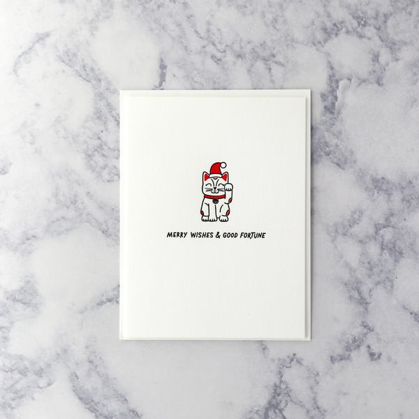 Lucky Cat Fortune Christmas Card