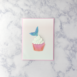 Mermaid Tail Cupcake Birthday Card