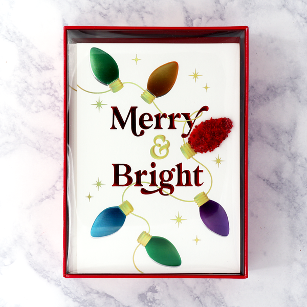 Handmade "Merry & Bright" Christmas Boxed Cards (Set of 8)
