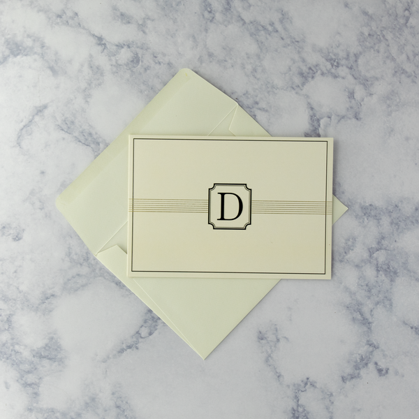 Embossed Monogram "D" Boxed Cards (Set of 14)