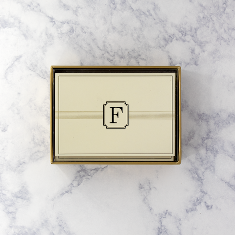 Embossed Monogram "F" Boxed Cards (Set of 14)
