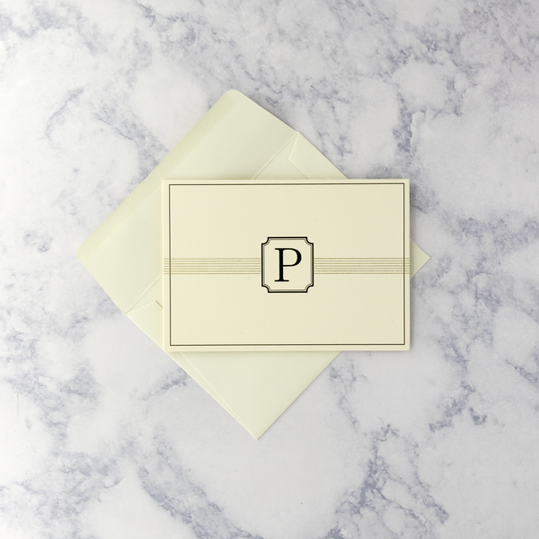 Embossed Monogram "P" Boxed Cards (Set of 14)