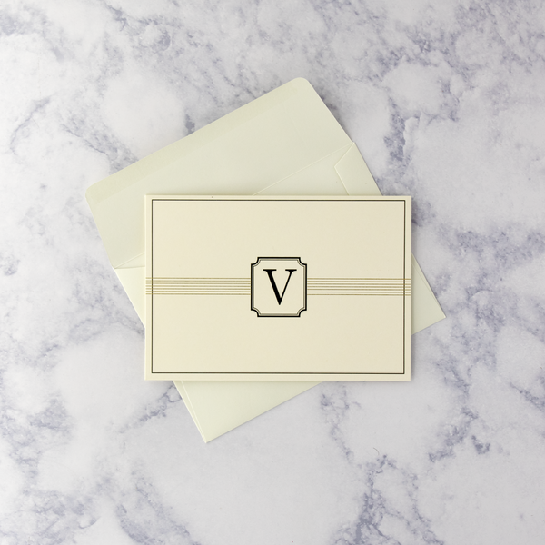 Embossed Monogram "V" Boxed Cards (Set of 14)