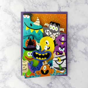 Monster Stickers Halloween Card