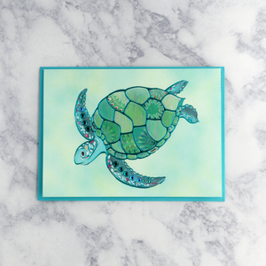 Mosaic Sea Turtle Blank Card