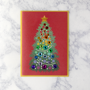 Multi-Colored Gem Tree Christmas Card