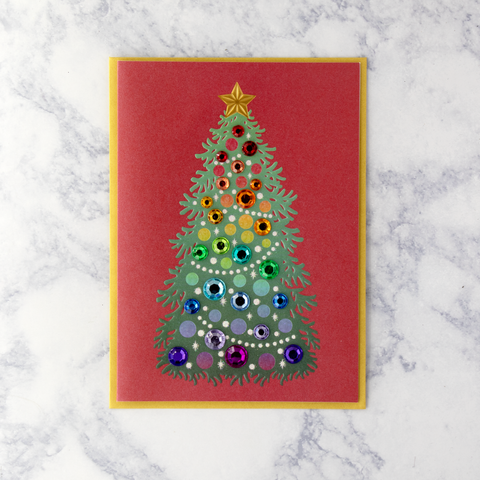 Multi-Colored Gem Tree Christmas Card