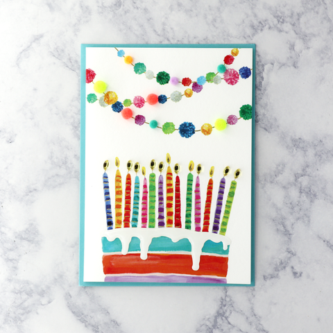 Multicolor Candle Cake Birthday Card