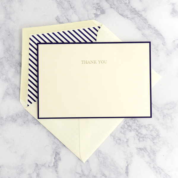 Navy Pinstriped Thank You Boxed Cards (Set of 10)