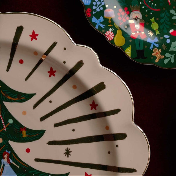 Illustrated Nutcracker Round Christmas Porcelain Serving Platter