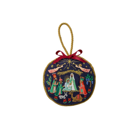 Embroidered Nativity Scene Christmas Ornament