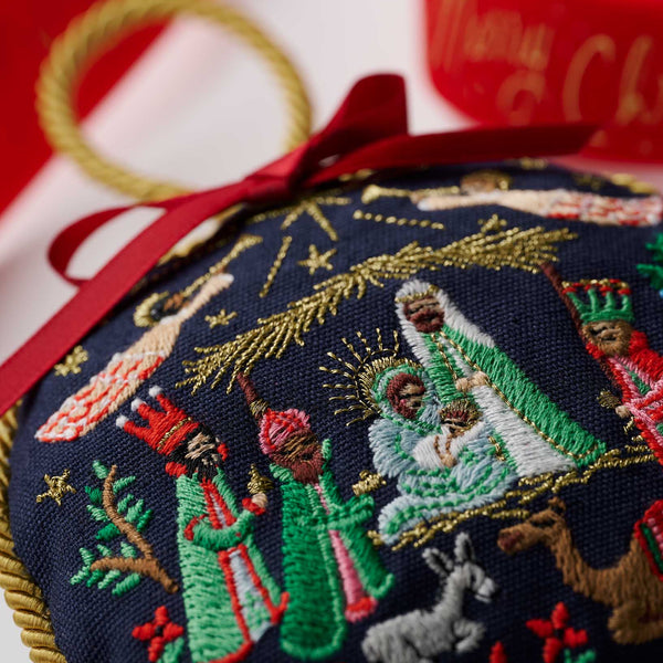 Embroidered Nativity Scene Christmas Ornament