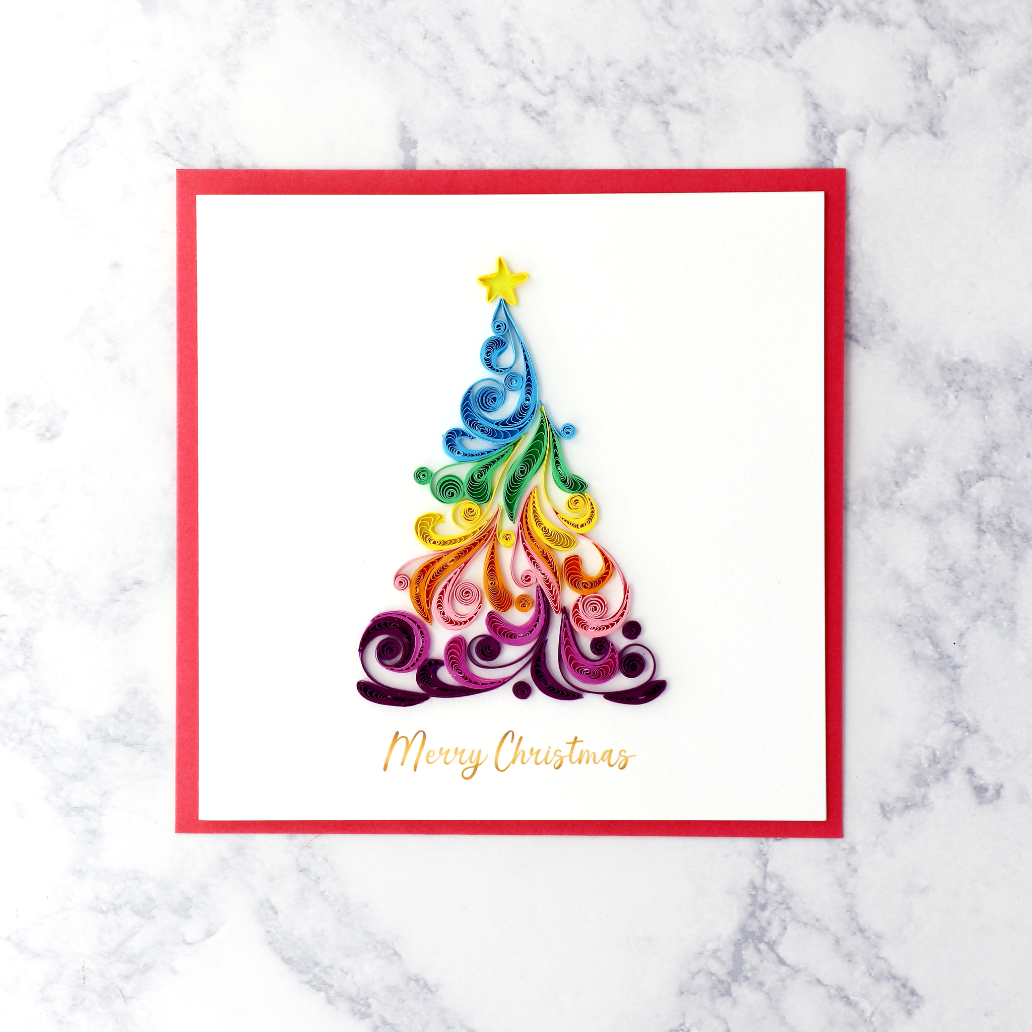 Handmade Ombré Tree Quilling Christmas Card