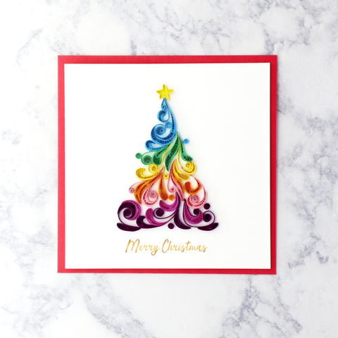 Handmade Ombré Tree Quilling Christmas Card