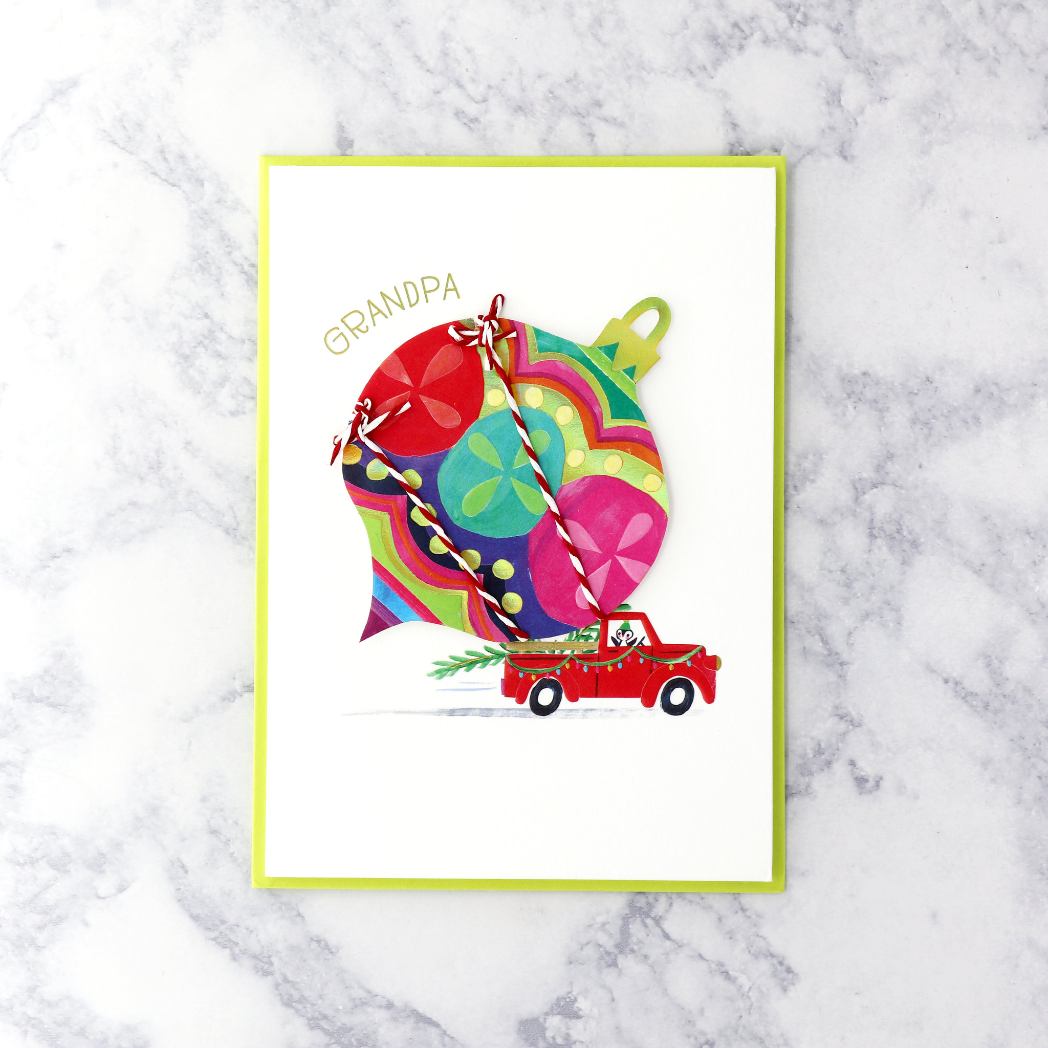 Ornament In Truck Holiday Card (Grandpa)