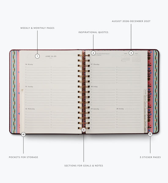 Ladies Night Book Club 17-Month Weekly Academic Spiral Planner