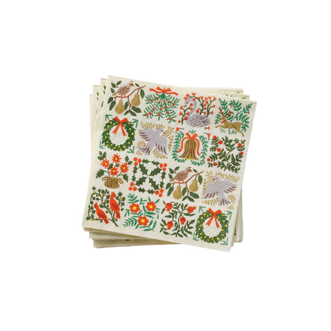 Christmastide Patterned Christmas Cocktail Napkins (Set of 20)