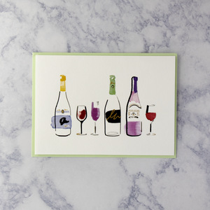 Painterly Wine Bottles Blank Card