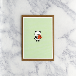 Panda Holding Heart Anniversary Card