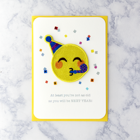 Party Hat Emoji Patch Birthday Card