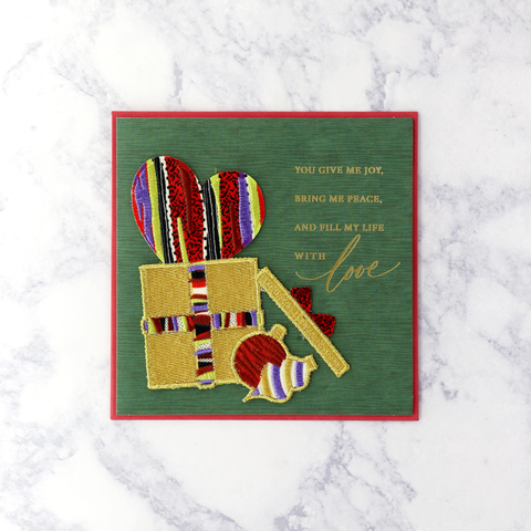 Patterned Heart In Present Romantic Christmas Card