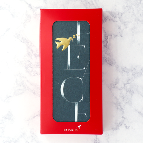 Peace Text With Gold Dove Holiday Boxed Cards (Set of 16)