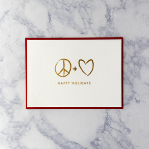 Letterpress Peace & Love Holiday Card