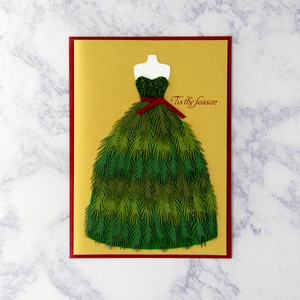 Handmade Pine Bough Dress Christmas Card