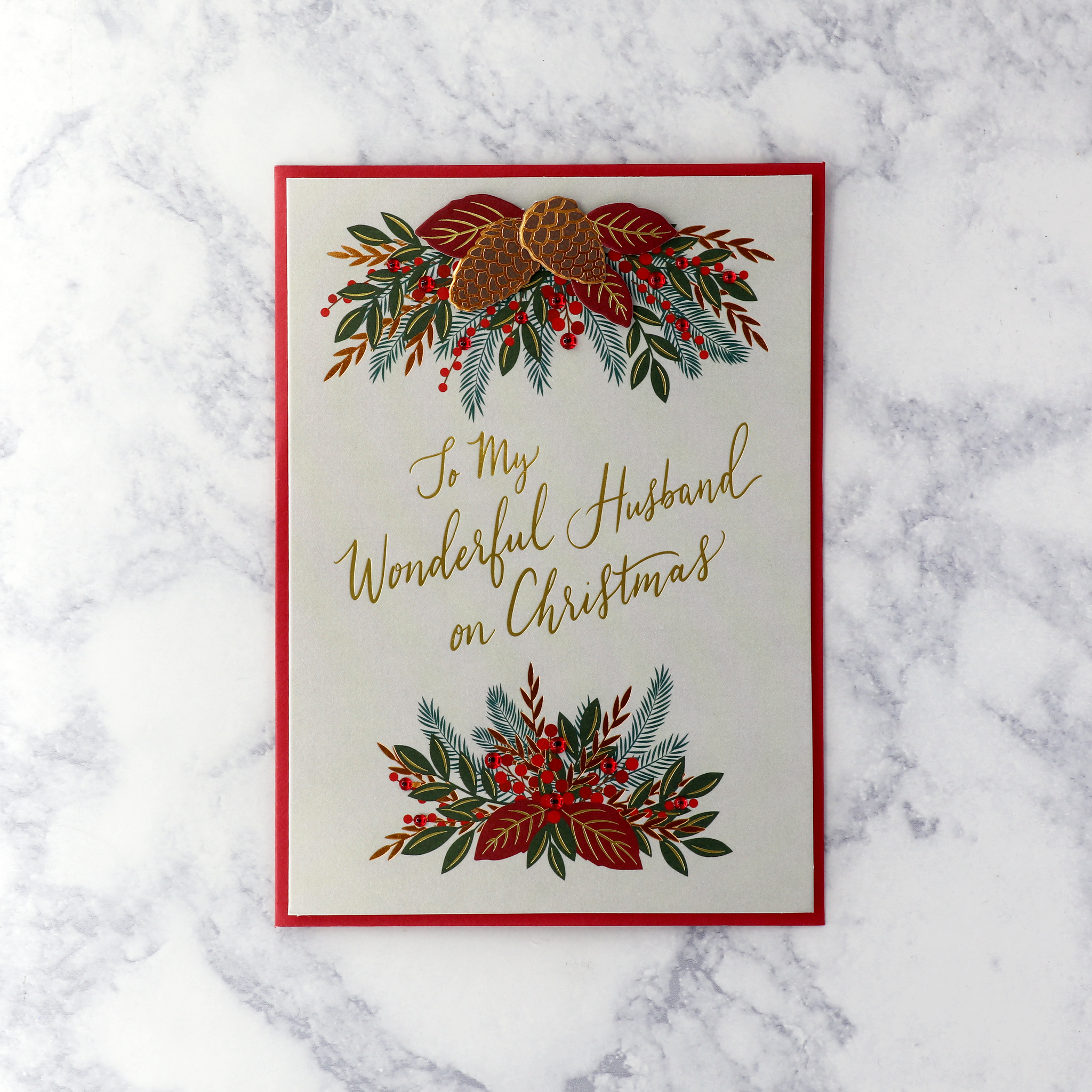Pinecone Bough Christmas Card (Husband)