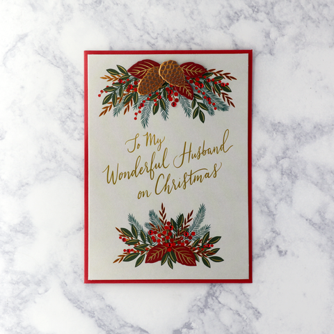 Pinecone Bough Christmas Card (Husband)