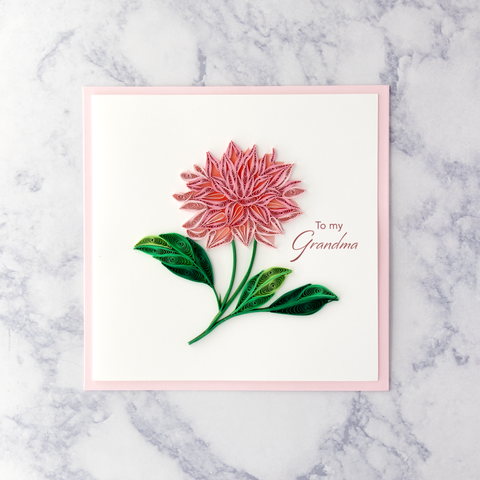 Pink Flower Quilling Birthday Card (Grandma)