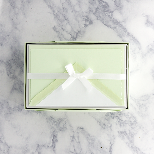 Pistachio "Créations de Paris" Deckled Edge Flat Boxed Cards (Set of 25)