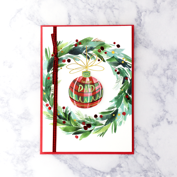 Plaid Ornament & Wreath Christmas Card (Dad)