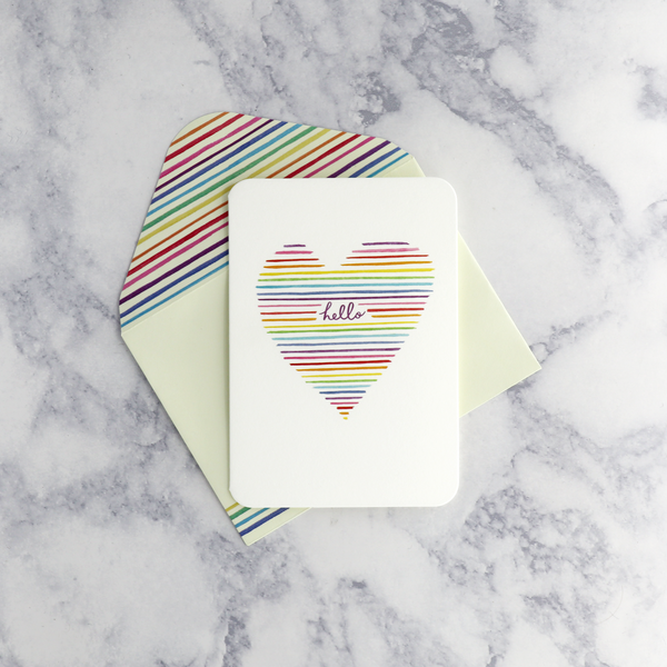 Rainbow Heart "Hello" Boxed Notes (Set of 14)