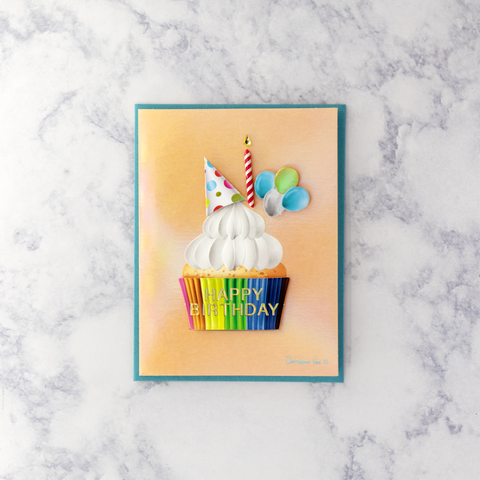Rainbow Party Cupcake LGBTQIA+ Birthday Card