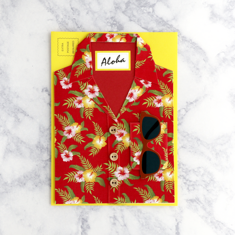 Red Hawaiian Shirt "Aloha" Birthday Card