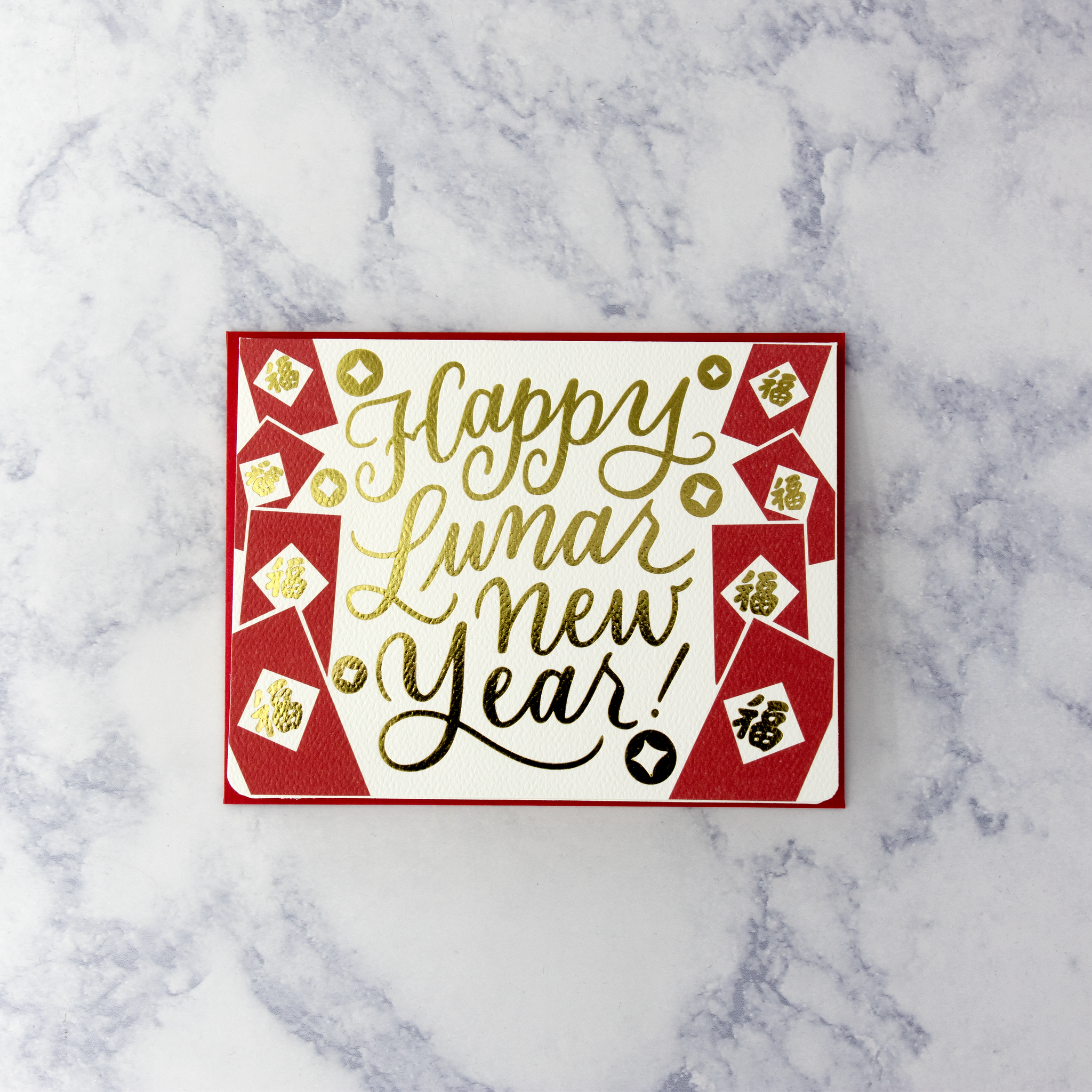 Letterpress Red Pockets Lunar New Year Card