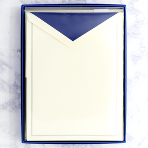 Regent Blue Triple Hairline Half Sheets on Ecruwhite Boxed Notes (Set of 20)