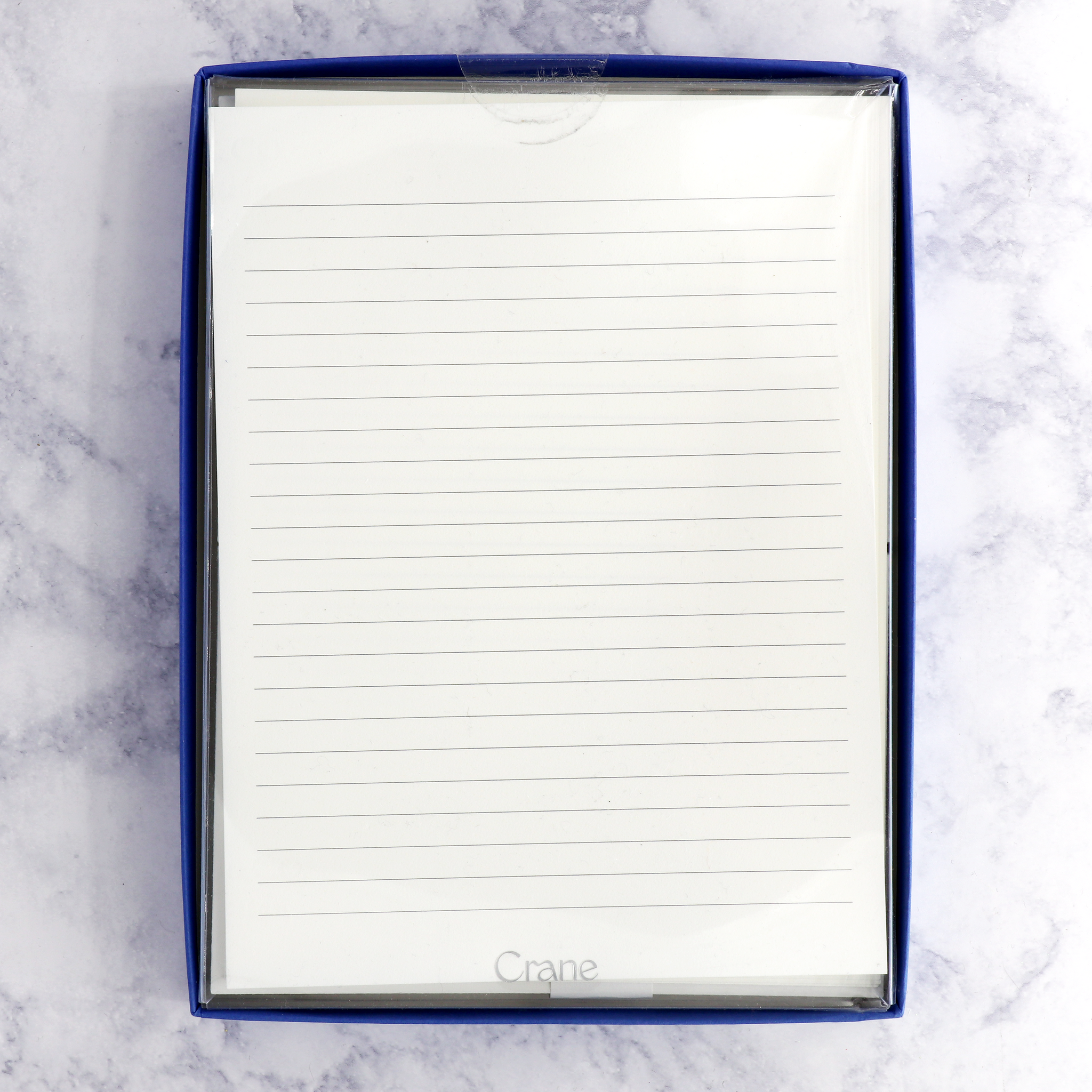 Ruled Half Sheets on Pearl White Boxed Notes (Set of 20)