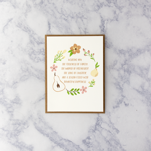 Letterpress Rustic Wreath Thanksgiving Card