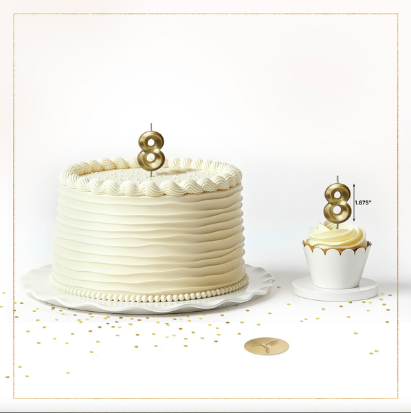 No. 8 Metallic Gold Cake Birthday Candle