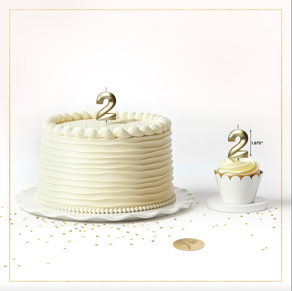 No. 2 Metallic Gold Cake Birthday Candle