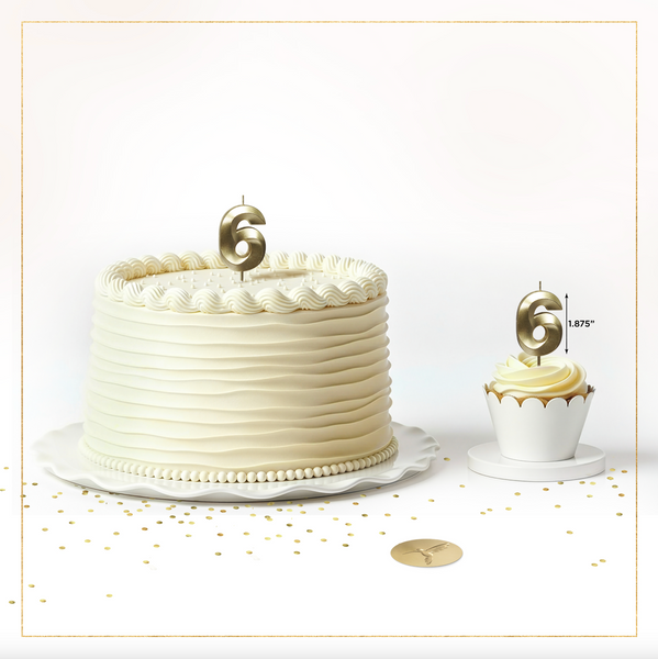 No. 6 Metallic Gold Cake Birthday Candle