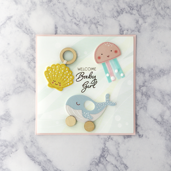 Sea Life Girl New Baby Card