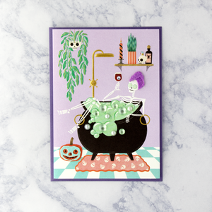 Self Care Skeleton Halloween Card