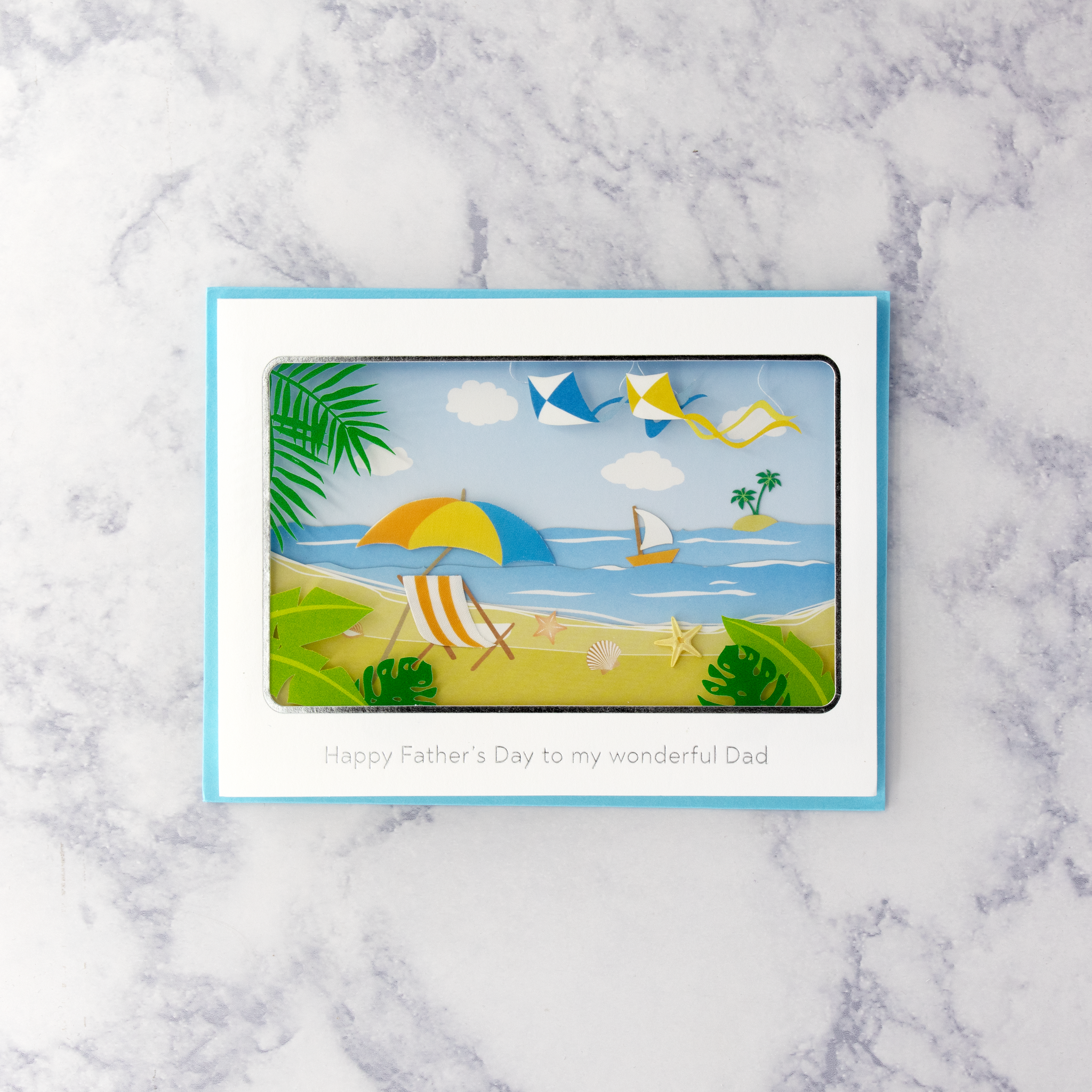 Shadowbox Beach Scene Father's Day Card (Dad)