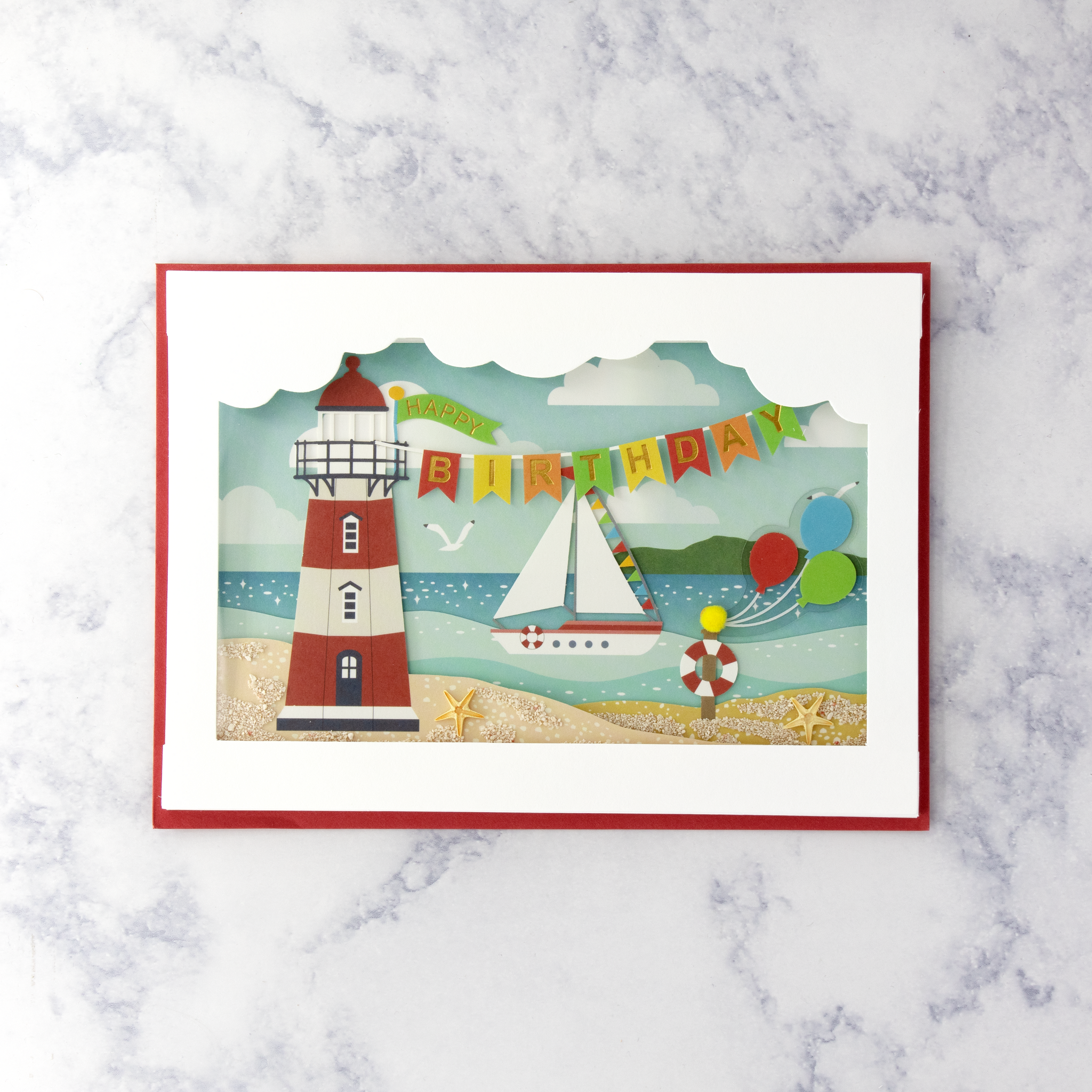 Shadowbox Lighthouse Birthday Card